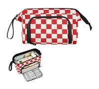 decor gift Astucci a scacchiera rossa e bianca alla moda di grande capacità con manico per adolescenti elementare estuche para lapices para adolescenti