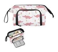 decor gift Astuccio in legno di alligatore rosa rosa grande capacità grande astuccio con scomparto per adolescenti ragazzi college estuche para lapiz