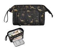 decor gift Astuccio portapenne con palma brontosauro nevicata oro e nero, grande capacità, organizer leggero per infermieri, asilo, lapicera para mujer