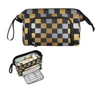 decor gift Astuccio scolastico a scacchi oro e argento grande capacità portapenne cosmetici con scomparto per bambini ufficio estuche para lapiz