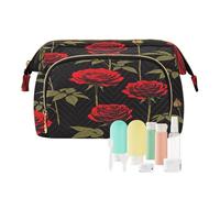 decor gift Beauty case da viaggio Essentials Rose rosse Floral Art (longword) sacchetto per gioielli per cosmetici da viaggio