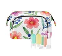 decor gift Beauty case Essentials Watercolor Modern Wildflower Bloom (longword) Portafoglio da donna per articoli da toeletta da viaggio
