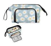 decor gift Blu e Bianco Margherite Portapenne Astuccio Grande Capacità Borse Con Cerniera con Cerniera per Studenti College Scuola Media Cartuchera para los lapices