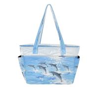 decor gift Blue Sea Whale Lighthouse Borsa Tote per le Donne Spiaggia Piscina Borse per Lavoro Quotidiano Pendolari con Multi Tasche bolsa acolchada