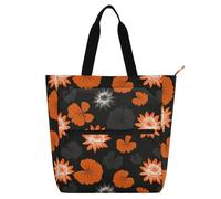 decor gift Borsa a tracolla per bambini, per ragazzi, ragazze e donne, con ninfea ghothic, nera e arancione, robusta borsa a tracolla con cerniera, per università, shopping, spiaggia