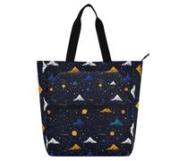 decor gift Borsa a tracolla per libri, per bambini, studenti, adulti, stile retrò, divertente, con galassia, leggera, con cerniera, per scuola, shopping, drogheria