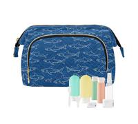 decor gift Borsa cosmetica da appendere con cerniera, squalo blu navy onda (longword) portamonete da donna per trucco da viaggio