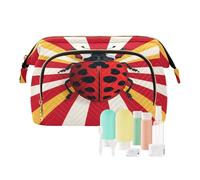 decor gift Borsa cosmetica da viaggio di grande capacità coccinelle portatile stile circo rosso e bianco (longword) sacchetto di gioielli per organizzatore cosmetico
