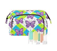 decor gift Borsa da bagno portatile bohemien misteriosa farfalla viola (longword) borsa per il cambio per pennelli da trucco