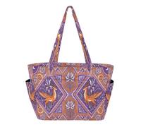 decor gift Borsa da donna in stile tribale con cervo e iris fiori arancione viola borsa da spiaggia per viaggi quotidiani con portabicchieri mochila tote escolar
