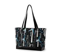 decor gift Borsa da donna portatile con cerniera elegante ombrello rosso e nero verde acqua per infermieri con, Grande Mulino A Vento Blu Polvere Stile Itali