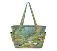 decor gift Borsa da donna verde Rainforest Tote Bag per la spiaggia con cerniera borsa da spiaggia con tasca mochila tote escolar
