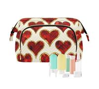 decor gift Borsa da toilette da viaggio Essentials con cuori in vetro colorato rosso (longword) custodia per gioielli per custodie per carte di credito e organizer per denaro