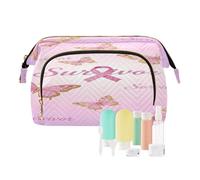 decor gift Borsa da viaggio con cerniera per tumori al seno sopravvissuti farfalla rosa (longword) gioielli sacchetto per trucco da viaggio