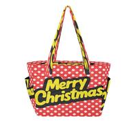 decor gift Borsa da viaggio gialla con scritta Merry Christmas Word Utility Tote Bag per lavoro, viaggi, palestra, università, con tasche multiple e scomparti con cerniera bolsa para compras