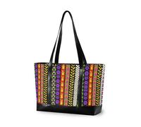 decor gift Borsa da viaggio impermeabile con cerniera Holiday Mask Crown Fleur De Lis viola verde oro per le signore con, Bold Folk Art Floral Vertical Stripe