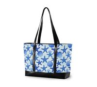 decor gift Borsa da viaggio portatile con cerniera Skull e Rose Old School Tattoo per le donne lavorano con tablet, Conchiglie Preppy Blu Costiera Shell