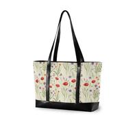 decor gift Borsa da viaggio portatile con cerniera Skull e Rose Old School Tattoo per le donne lavorano con tablet, Wildflower e Farfalla Beige