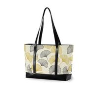 decor gift borsa del computer di modo per le donne con la chiusura lampo Ginkgo Foglie Oro e Grigio per viaggiare con il pannolino, Ginkgo Foglie Oro e Grigio
