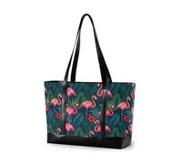 decor gift borsa del computer di modo per le donne con la chiusura lampo Ginkgo Foglie Oro e Grigio per viaggiare con il pannolino, Giungla tropicale blu rosa vintage