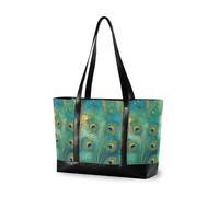 decor gift borsa del computer portatile di modo per le donne 14 con cerniera Galaxy segno zodiacale Celeste Estetica per le donne lavorano con, Eleganti piume di pavone blu scuro