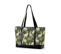 decor gift borsa del computer portatile di modo per le donne con la chiusura lampo Cute Spiderweb Gothic Goth per pendolari con tablet, Conigli Bianchi Campo Erboso Verde