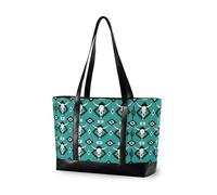 decor gift borsa del computer portatile di modo per le donne con la chiusura lampo Cute Spiderweb Gothic Goth per pendolari con tablet, Cranio di toro azteco del paese