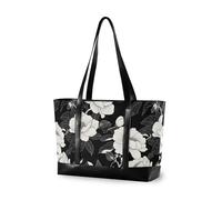 decor gift borsa moderna del computer portatile per le donne con cerniera Cinco De Mayo Black Silhouette per pendolari con, Camelia Jet Nero Bianco Flor