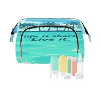 decor gift Borsa organizer per cosmetici, leggera, con scritta "Live It Life Is Short", blu (longword) portamonete da donna per cosmetici da viaggio