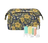 decor gift Borsa per cosmetici con cerniera, stile vintage, giallo malesia, modello Bunga Raya (longword) borse cosmetiche per borsa da viaggio