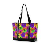 decor gift borsa per laptop di on cerniera Collage di pesci d'acqua dolce blu navy per le donne lavorano con il pranzo, Fiori Fiori Margherita Giardiniere Estate