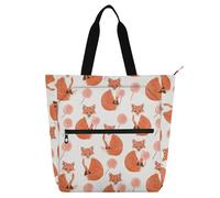 decor gift Borsa per libri artistica per bambini, donne, uomini, volpe selvaggia, lecca-lecca, bianco sporco, arancione, resistente all'acqua, borsa per la spesa con cerniera per scuola e tempo di