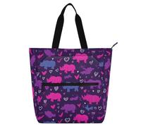decor gift Borsa per libri per bambini e adulti, stile romantico, Nilo Rhino, grande, borsa a tracolla con tasche per scuola, lavoro, viaggi