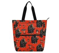 decor gift Borsa per libri per bambini ragazzi ragazze pigro carnivoro scimpanzé fungo rosso resistente all'acqua biblioteca borsa tote bag a tracolla con tasche per scuola, shopping, drogheria