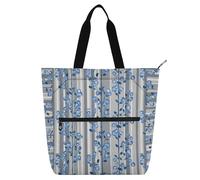 decor gift Borsa per libri per ragazzi e ragazze adulti William Morris a righe fiore grande borsa per libri con tasche con cerniera per scuola, shopping, viaggi