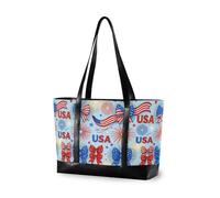 decor gift borsa portatile alla moda per le donne con cerniera Rosa Scimmia Leopard Giungla asiatica per il college con il pranzo, Patriotic Usa si archi il 4 luglio