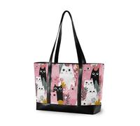 decor gift borsa portatile di on cerniera Rosa giapponese Zephyr Cherry Blossoms per yoga con pranzo, Carino Cartoon Paradise Cat Rosa