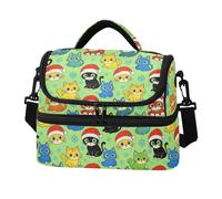 decor gift Borsa termica a doppio strato con gatto e fiocco di neve, invernale, a doppio strato, con tasca laterale in tessuto per spiaggia, campeggio, viaggi su strada