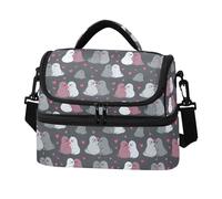 decor gift Borsa termica per il pranzo a doppio strato, divertente con sigilli del Nilo, cuori, resistente all'olio, con tasca laterale in tessuto per spiaggia, campeggio, viaggi su strada