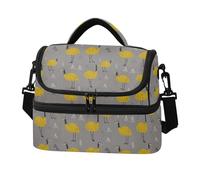 decor gift Borsa termica per il pranzo a doppio strato, divertente paradiso emu, oro e grigio, impermeabile, con tracolla rimovibile, per ufficio, picnic, escursionismo, spiaggia