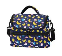 decor gift Borsa termica per il pranzo a doppio strato, divertente paradiso, sole e luna, con tasca laterale in tessuto, per uomo, lavoro, campeggio, spiaggia, viaggi