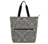 decor gift Borsa tote per bambini con pianoforte, per ragazzi, ragazze, donne, New Brunswick viola, viola, William Morris, leggera, con tasche con cerniera, per scuola, shopping, spiaggia
