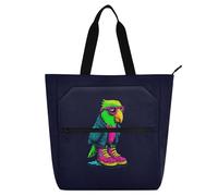 decor gift Borsa tote per bambini e adulti divertente animale pappagallo robusto riutilizzabile borsa da spiaggia con cerniera per la scuola shopping drogheria