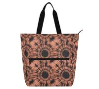 decor gift Borsa tote per bambini, per ragazzi, ragazze, donne, salmone, arancione e marrone, impermeabile, con manici con cerniera, per scuola, shopping, spiaggia