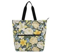 decor gift Borsa tote per bambini per ragazzi ragazze donne William Morris White Lily Rose impermeabile riutilizzabile borsa da spiaggia con cerniera per la scuola shopping spiaggia