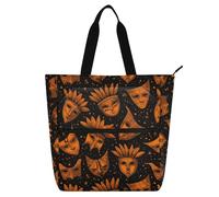 decor gift Borsa tote per bambini, studenti, adulti, maschere, arancione fluorescente, leggera, riutilizzabile, borsa da spiaggia con cerniera, per scuola, shopping, viaggi