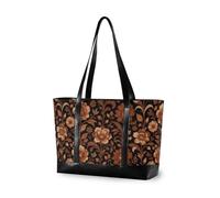 decor gift borsa tote per laptop da donna alla moda con cerniera Interessante Bat Face per gli amanti degli animali domestici per l'ufficio con, Vintage Floral William Morris Marrone Boho