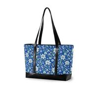 decor gift borsa tote per laptop da donna alla moda con cerniera Interessante Bat Face per gli amanti degli animali domestici per l'ufficio con, Gigli Floreali Blu Brillante