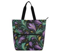 decor gift Borsa tote per libri per bambini adulti marmo verde oro e viola impermeabile biblioteca libro tote shopping bag con manici con cerniera per la scuola shopping spiaggia