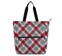 decor gift Borsa tote per libri per bambini adulti plaid grigio ciliegia impermeabile riutilizzabile borsa da spiaggia con cerniera per la scuola shopping viaggi